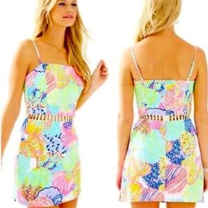 Lilly Pulitzer Ziggy Cut Out Waist Shift Romper Multi Roar of The Seas Size 10